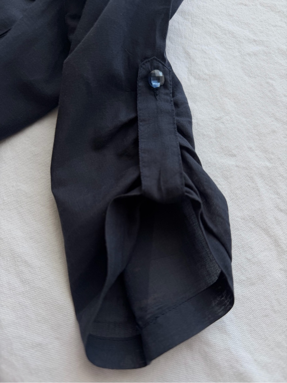Lucy Paris Navy Rhinestone Ruched Button Up Shirt M Y2K - Picture 8 of 16